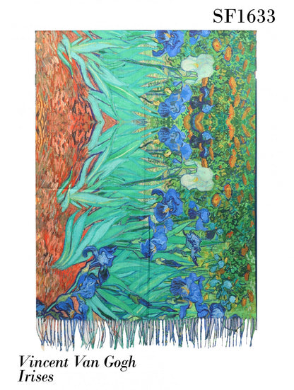 Van Gogh Irises Fashion Scarf with Tassels