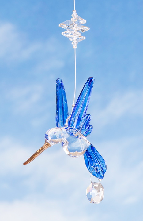 Blown Glass Hummingbird Crystal Suncatcher