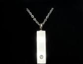 Silver Rectangle Urn Necklace with Crystal