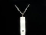 Silver Rectangle Urn Necklace with Crystal