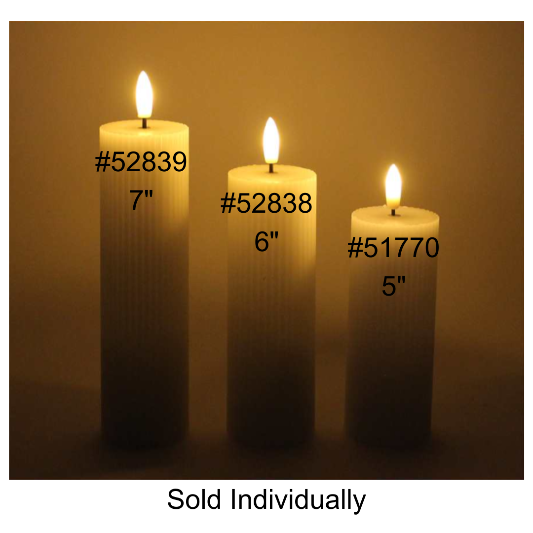 White LED Stripe Flame Candle – Large (7")