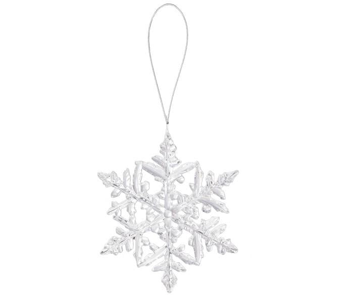 Iced Crystal Snowflake Ornaments – Acrylic Clear Double-Sided (Assorted Shapes)