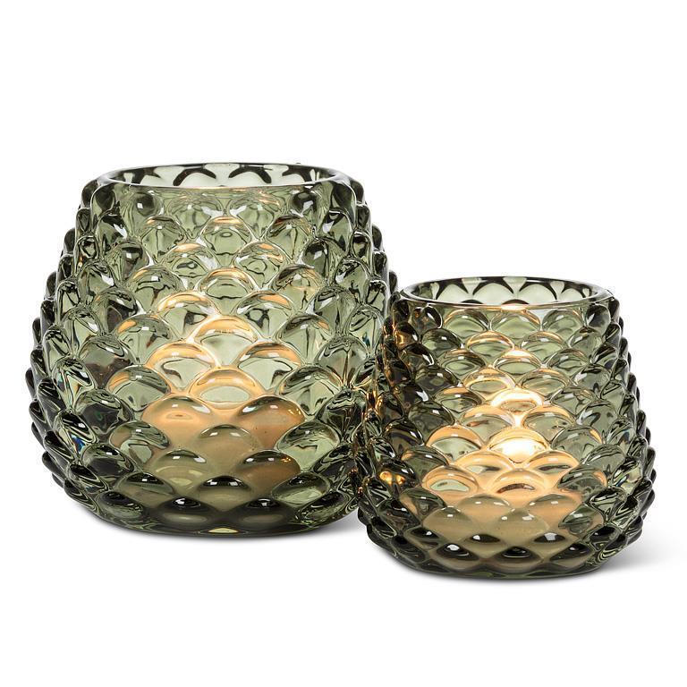 Medium Green Pinecone Tealight Holder – Glass