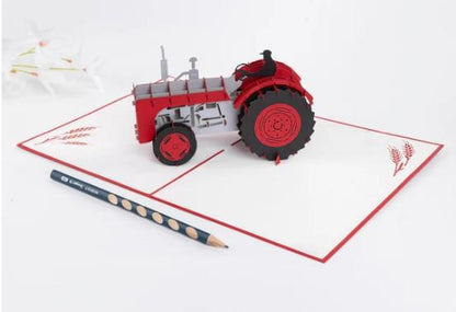 Red Tractor Pop Up Greeting Card