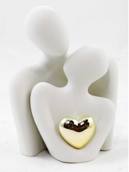 White Couple Figure with Gold Heart