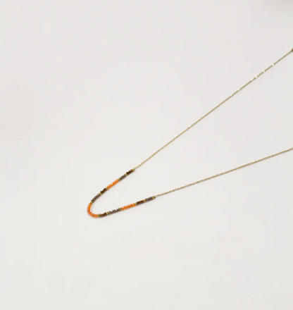 Mid Length Necklace | Delicate Beads. Orange