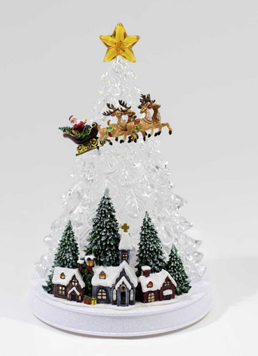 Christmas Tree with Village & Santa LED Light-Up Acrylic