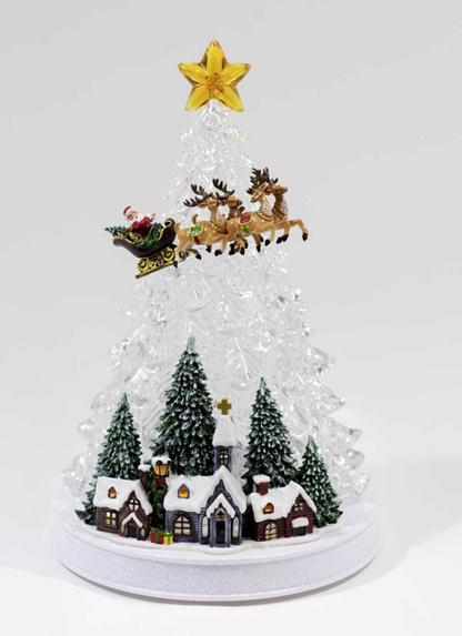 Christmas Tree with Village & Santa LED Light-Up Acrylic