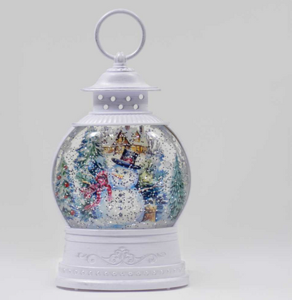 Happy Snowman Scene Glitter Lantern