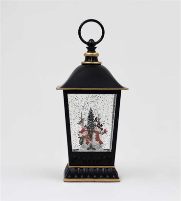 Snowman Friends with Cardinals Glitter Lantern
