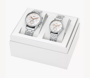 Fenmore Silver-Tone His & Hers Multifunction Watch Set