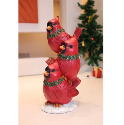 Stacking Cardinals Christmas Décor with LED Lights