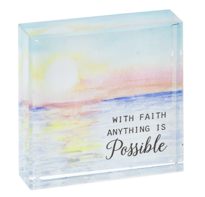 “With Faith Anything Is Possible” Glass Block
