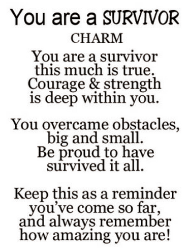 "You Are a Survivor" Zinc Charm with Poem Card