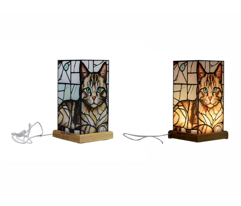 Stained Glass Cat Accent Light