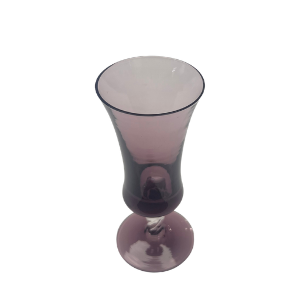Vintage Purple Glass Flute Vase with Swirled Stem – 5"