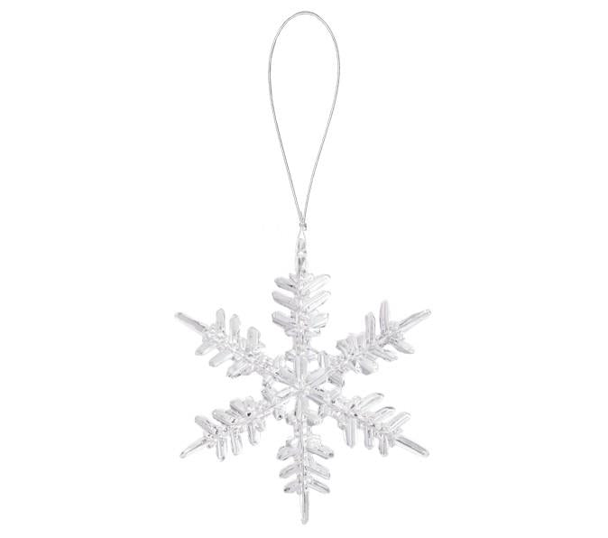 Iced Crystal Snowflake Ornaments – Acrylic Clear Double-Sided (Assorted Shapes)