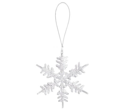 Iced Crystal Snowflake Ornaments – Acrylic Clear Double-Sided (Assorted Shapes)