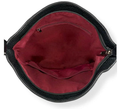 Navy Vegan Leather Shoulder Bag with Multiple Pockets