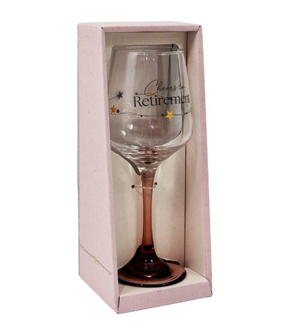 ‘Cheers Retirement’ Wine Glass