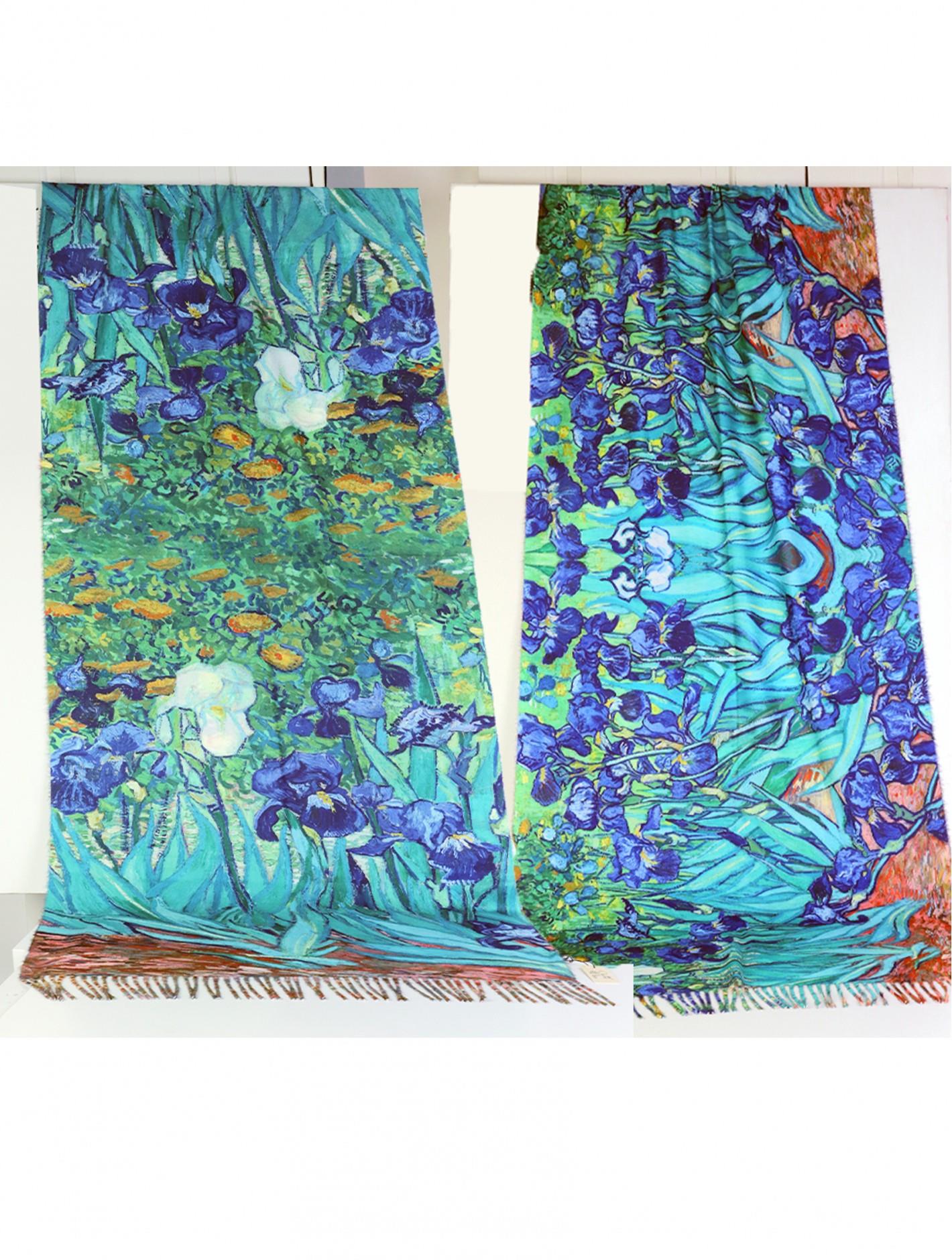 Van Gogh Irises Fashion Scarf with Tassels