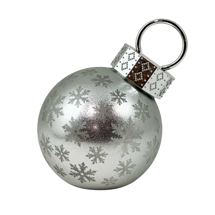 Large LED Silver Glass Ball with Snowflake Design