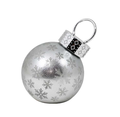 Small LED Silver Glass Ball with Snowflake Design