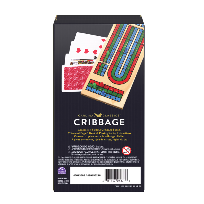 Solid Wood Folding Cribbage Board Set with Playing Cards