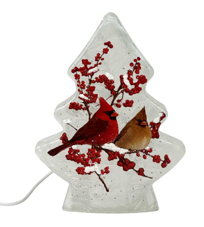 Light-Up Glass Cardinal Tree