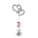 Double Hearts Hanging Crystal