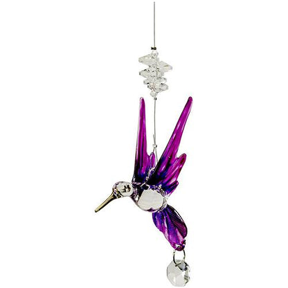 Blown Glass Hummingbird Crystal Suncatcher