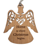 Wooden Angel Home is Where Ornament