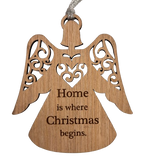 Wooden Angel Home is Where Ornament