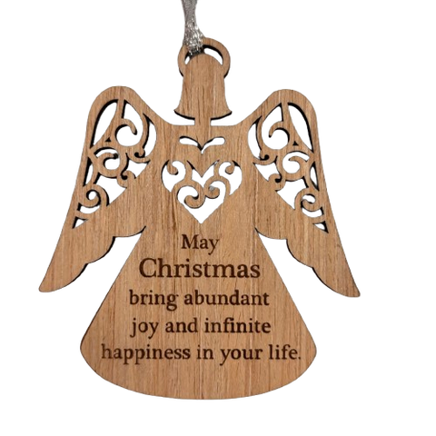 Wooden Angel May Christmas Ornament