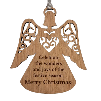 Wooden Angel Celebrate Ornament