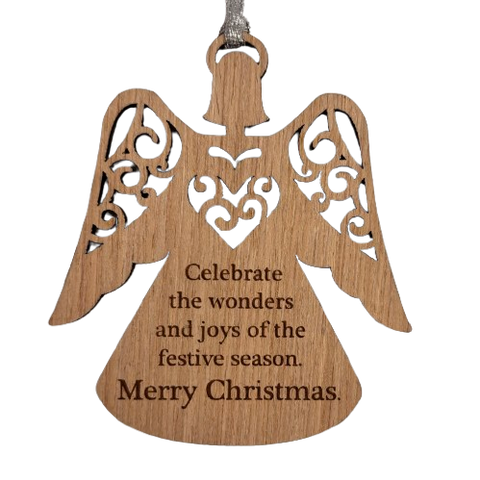Wooden Angel Celebrate Ornament