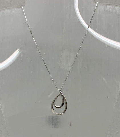 Silver Twist Drop Necklace