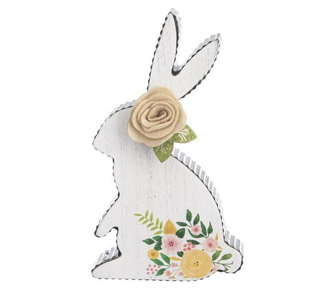 Floral Bunny Figurine - Yellow Flower