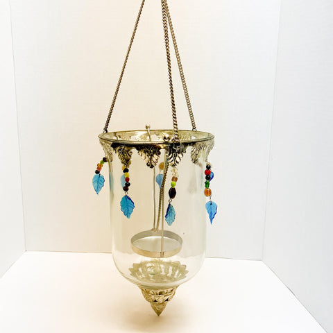 Hanging Beaded Glass Lantern