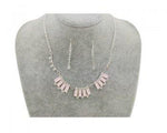 Pink Gem Stone Necklace & Earring Set