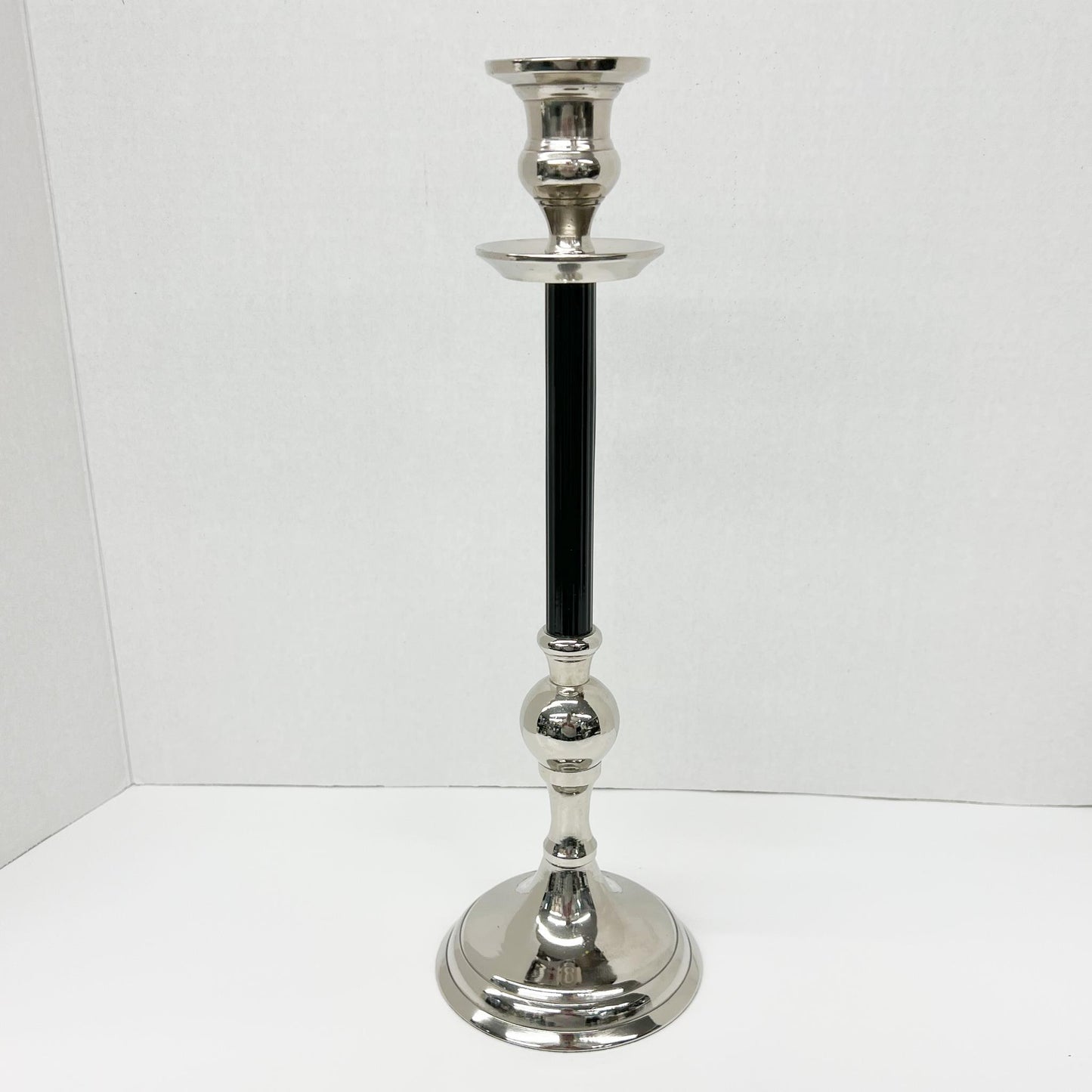 Black and Chrome Taper Candle Holder