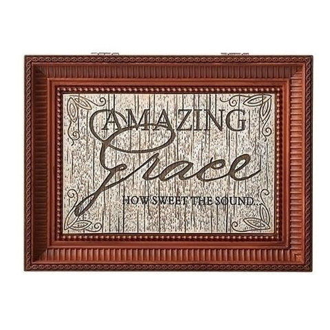 Amazing Grace Large Wood Look Music Box