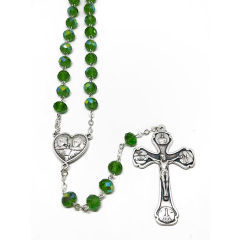 Rosary w Green Glass Beads