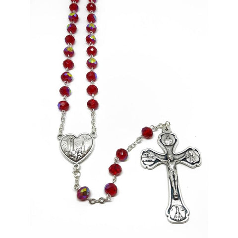 Rosary w Red Glass Beads