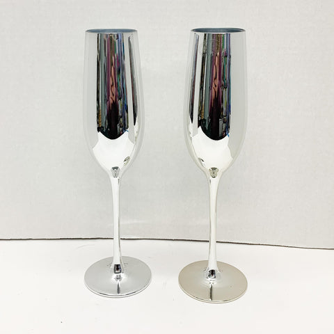 Silver Flute Glasses - Pair