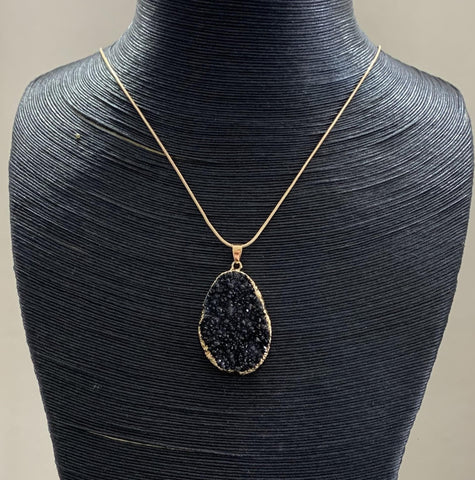 Crystal/Gold Necklace - Black
