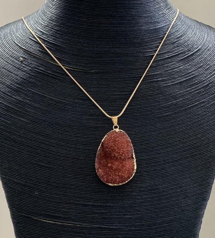 Crystal/Gold Necklace - Red