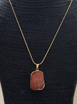 Crystal/Gold Rectangle Necklace - Red