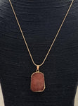 Crystal/Gold Rectangle Necklace - Red