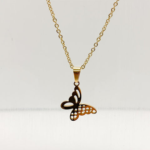 Gold Tone Butterfly Necklace